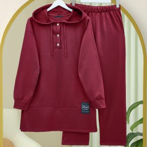 Two-Piece Jersey Set with Snap Buttons and Patch Detail